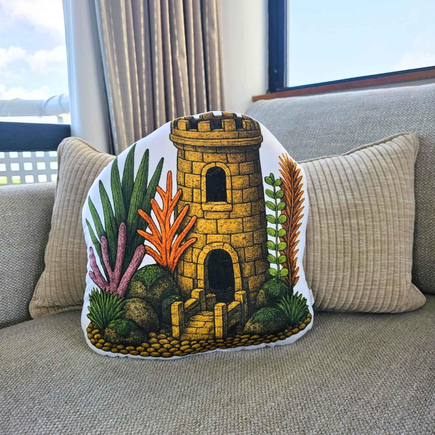 Tower Defence Aquarium Decor Shaped Cushion 35cm | FAWNE