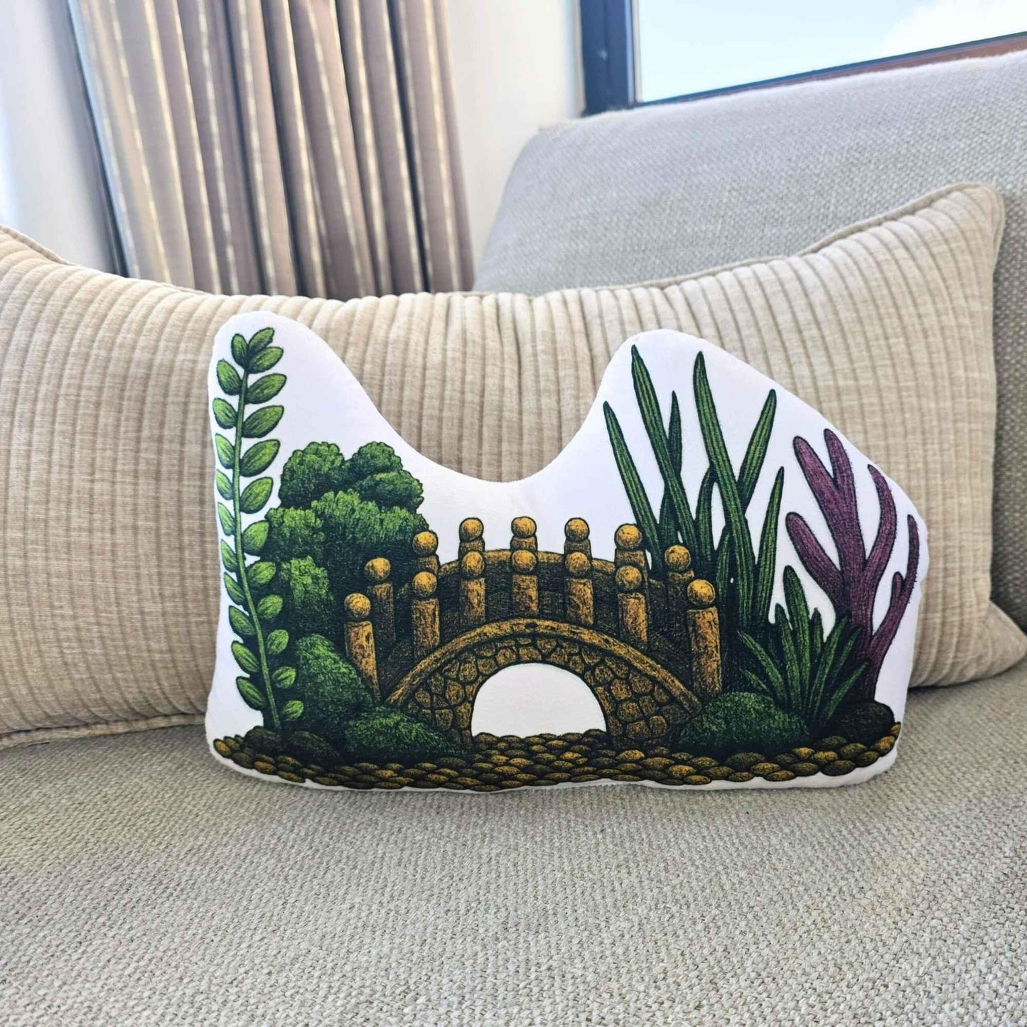 Bridge Ruins Aquarium Decor Shaped Cushion 35cm | FAWNE