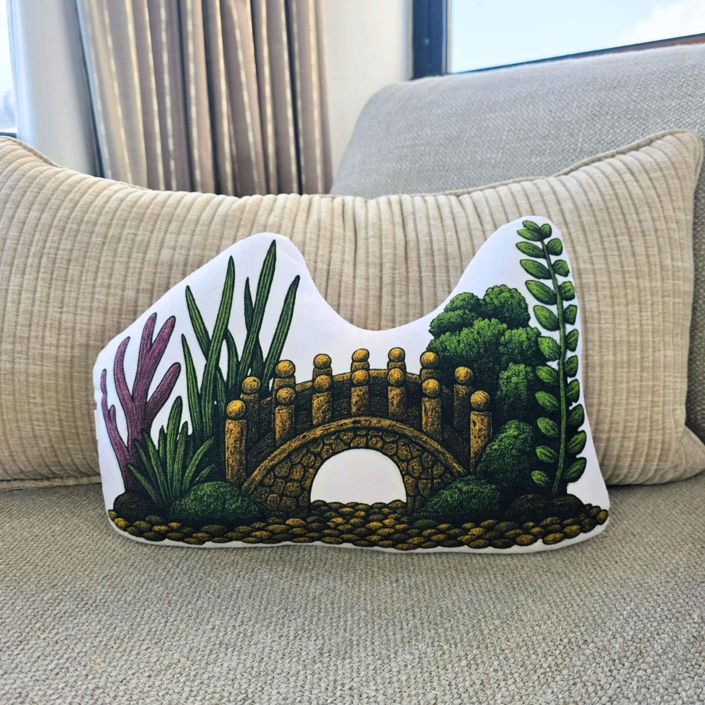Bridge Ruins Aquarium Decor Shaped Cushion 35cm | FAWNE