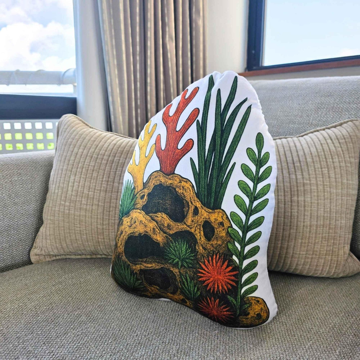 Coral Caves Aquarium Decor Shaped Cushion 35cm | FAWNE
