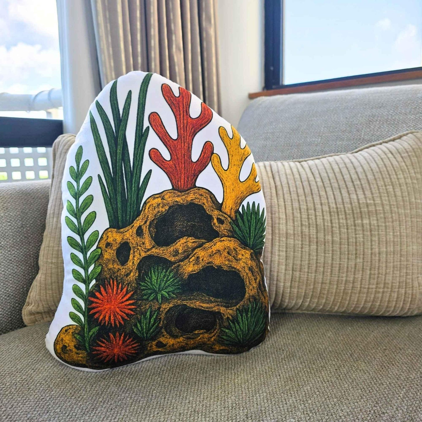 Coral Caves Aquarium Decor Shaped Cushion 35cm | FAWNE
