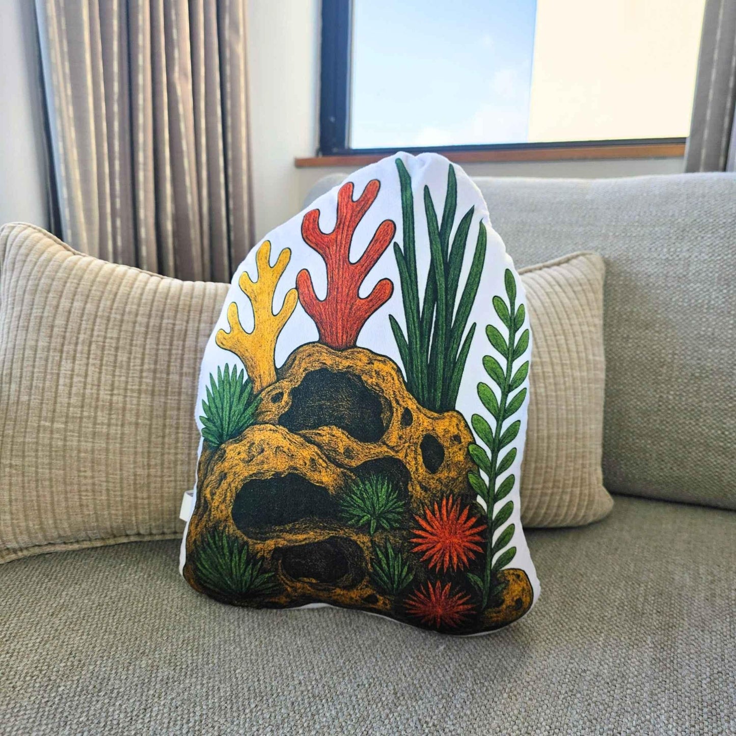 Coral Caves Aquarium Decor Shaped Cushion 35cm | FAWNE