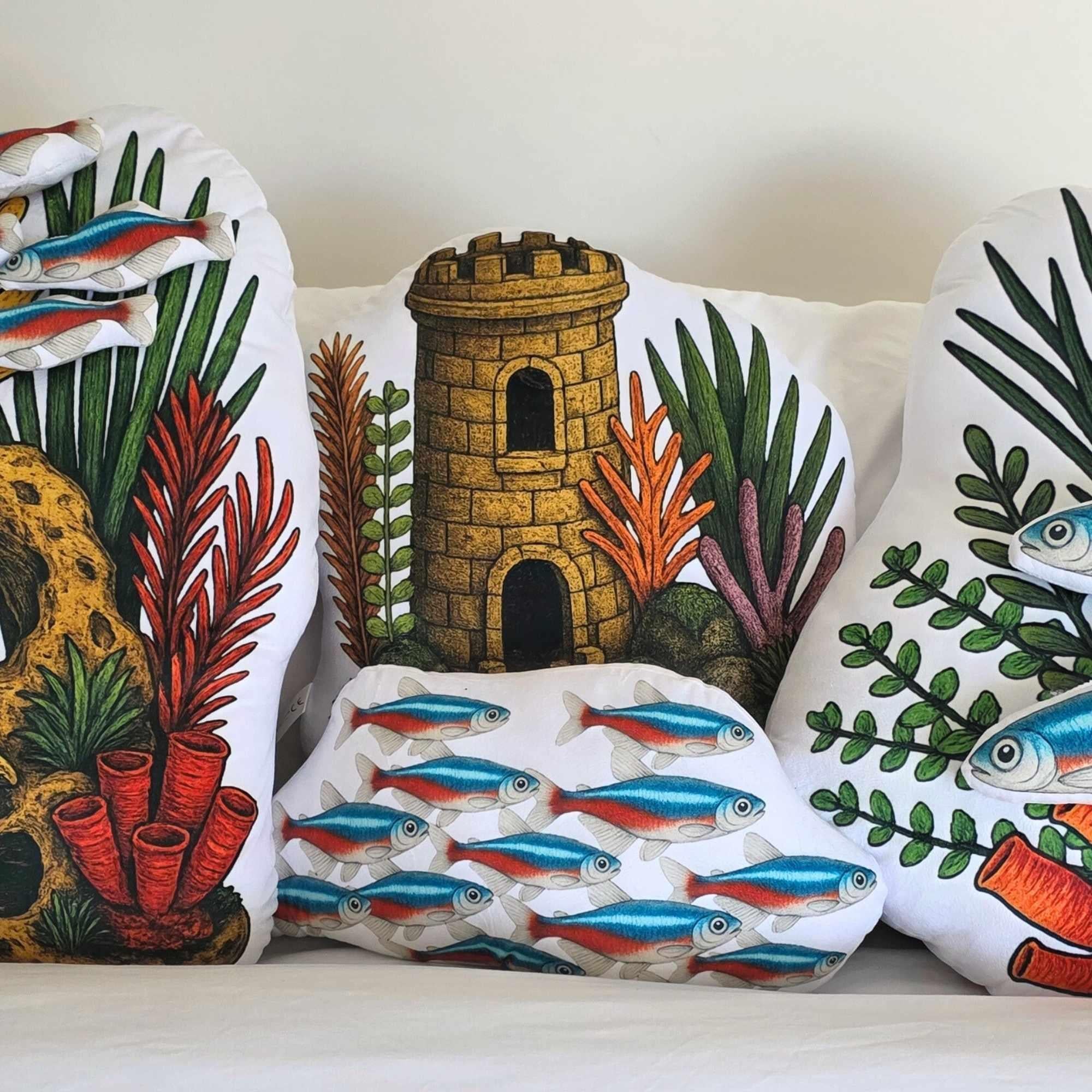 Neon Tetra School Shaped Cushion 40cm | FAWNE - FAWNE