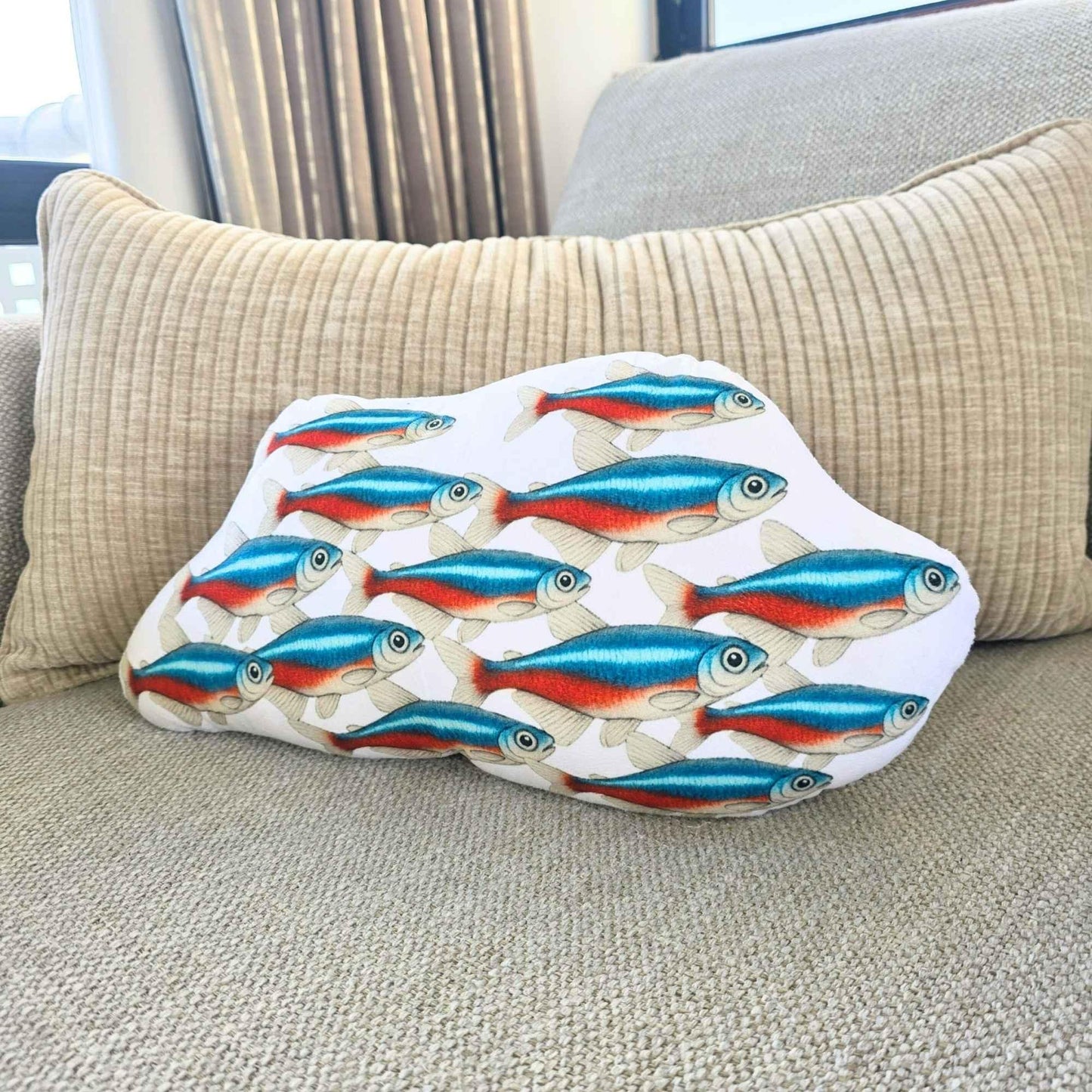 Neon Tetra School Shaped Cushion 40cm | FAWNE