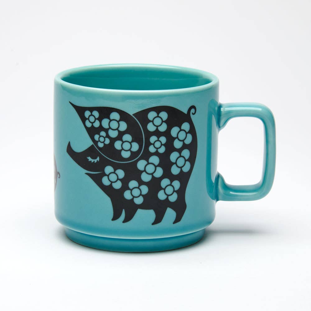 Magpie x Hornsea - Mug - Piggie Family - Blue Teal