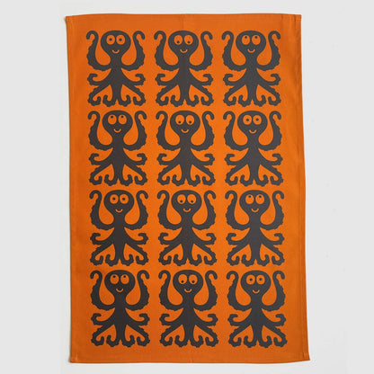 Magpie x Hornsea - Octopus Teatowel - Red Orange