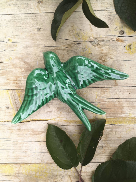 Portuguese Ceramic Swallows – Dark Green – Set of 4