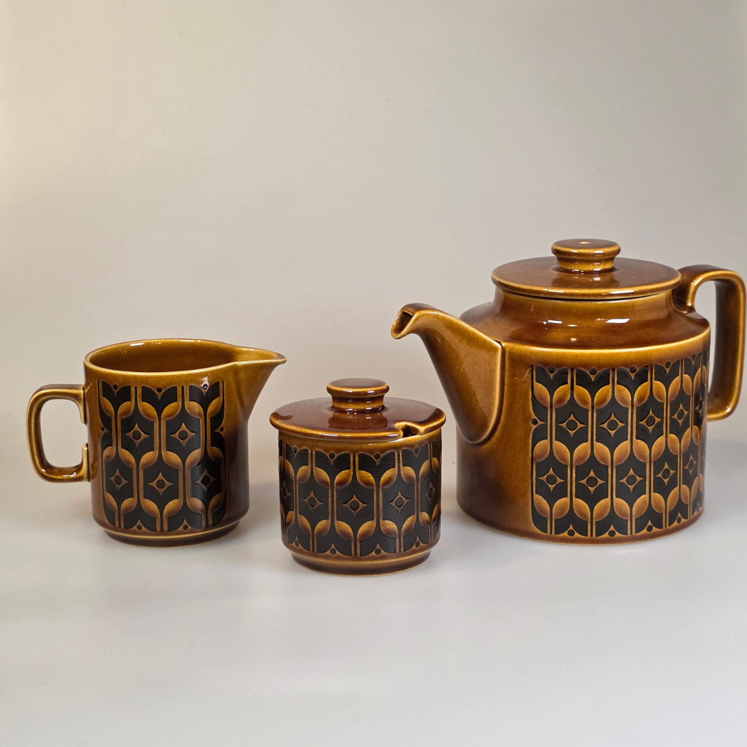 Vintage Hornsea | Short Heirloom Lidded Sugar Bowl - Autumn Brown