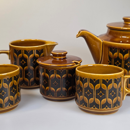 Vintage Hornsea | Short Heirloom Lidded Sugar Bowl - Autumn Brown