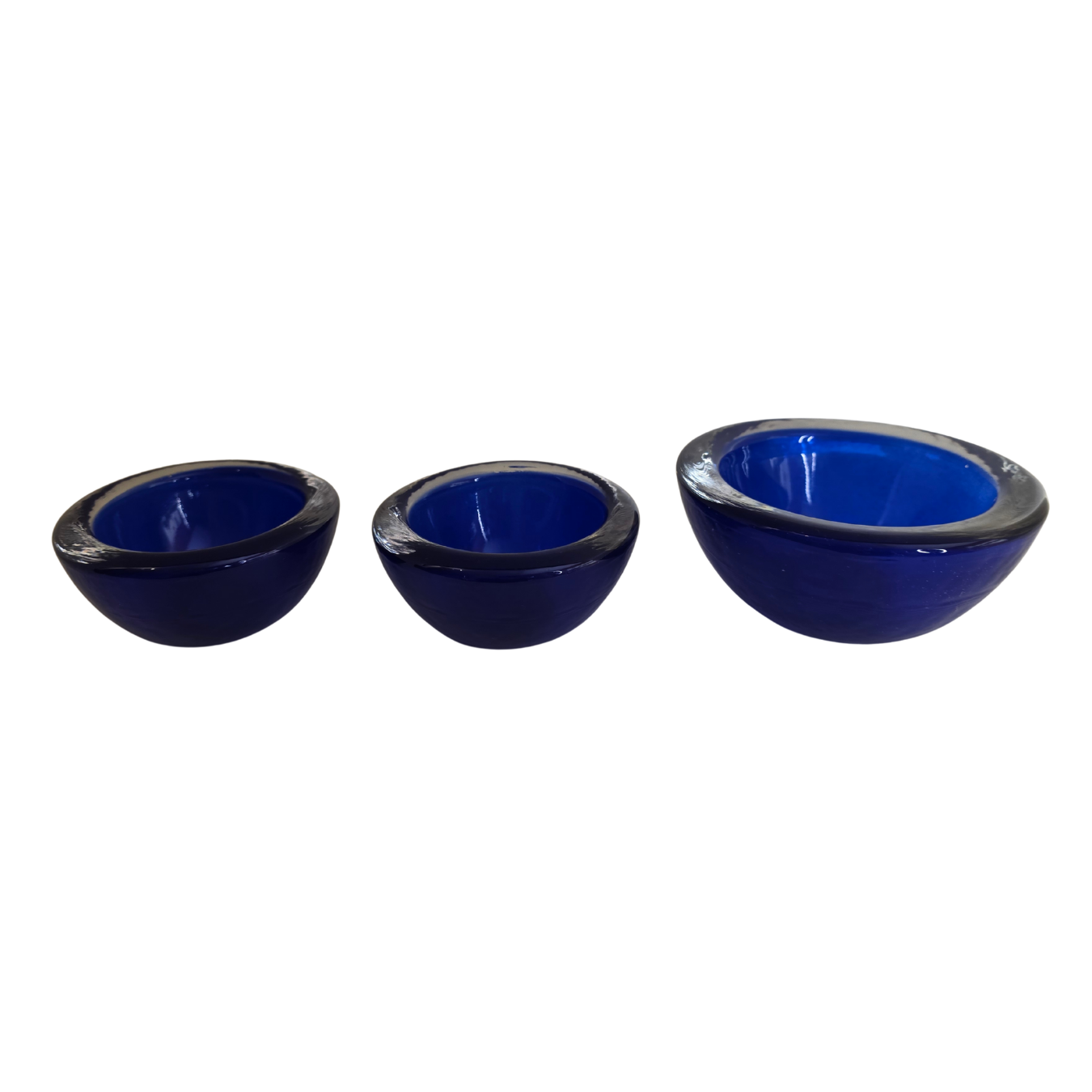 Vintage | Deep Blue & Clear - Trio of 3 -  German Walther Glas Bowls