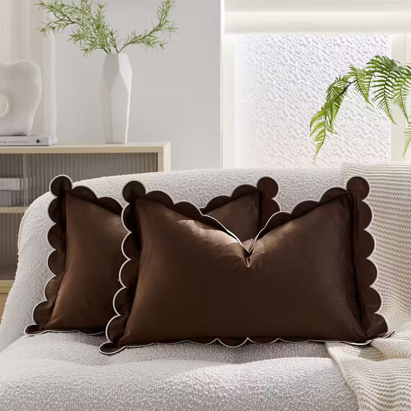 Scallop Edge - Pillow Cases - Coffee - Set of 2 - 30x50cm