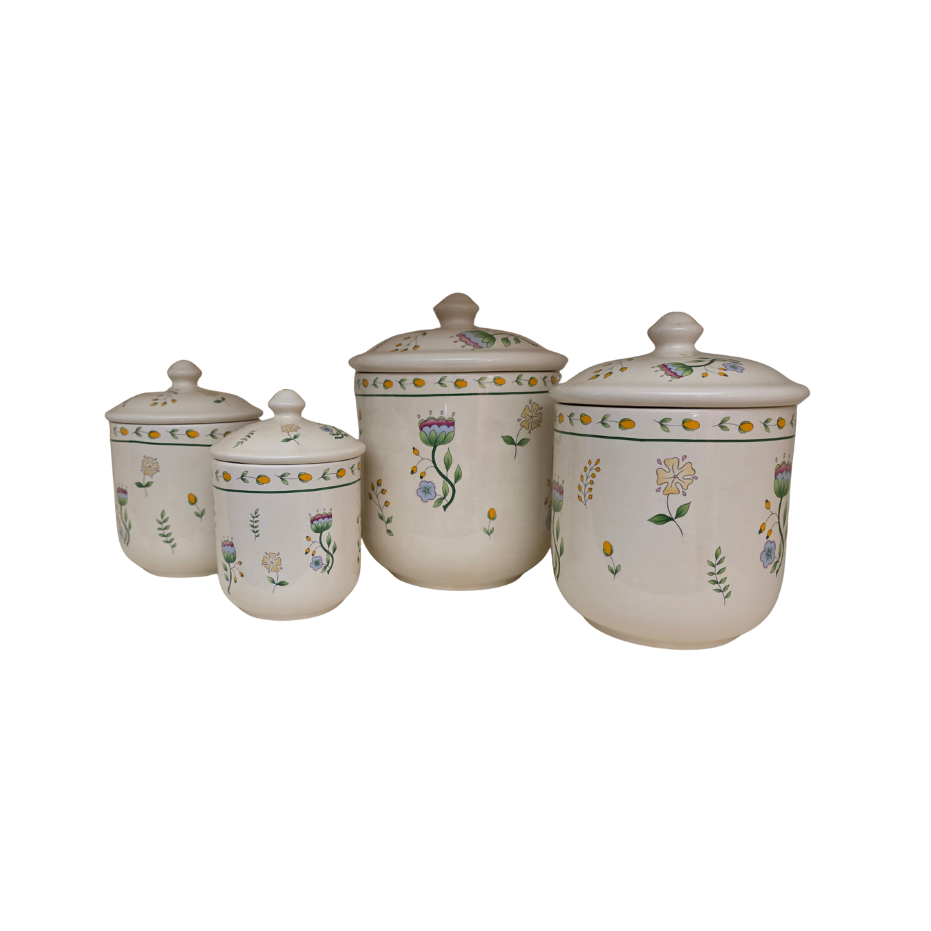 Vintage | Floral Ceramic Canisters - Set of 4 - Portugal Over and Back Inc