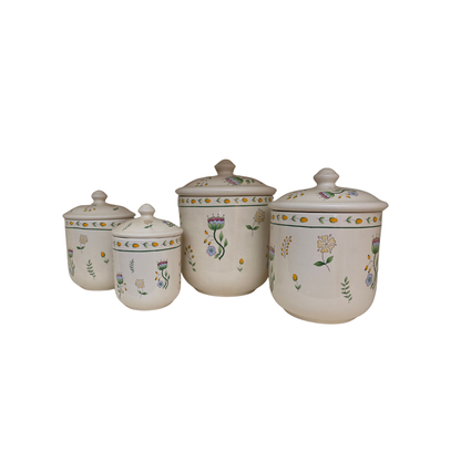 Vintage | Floral Ceramic Canisters - Set of 4 - Portugal Over and Back Inc - FAWNE