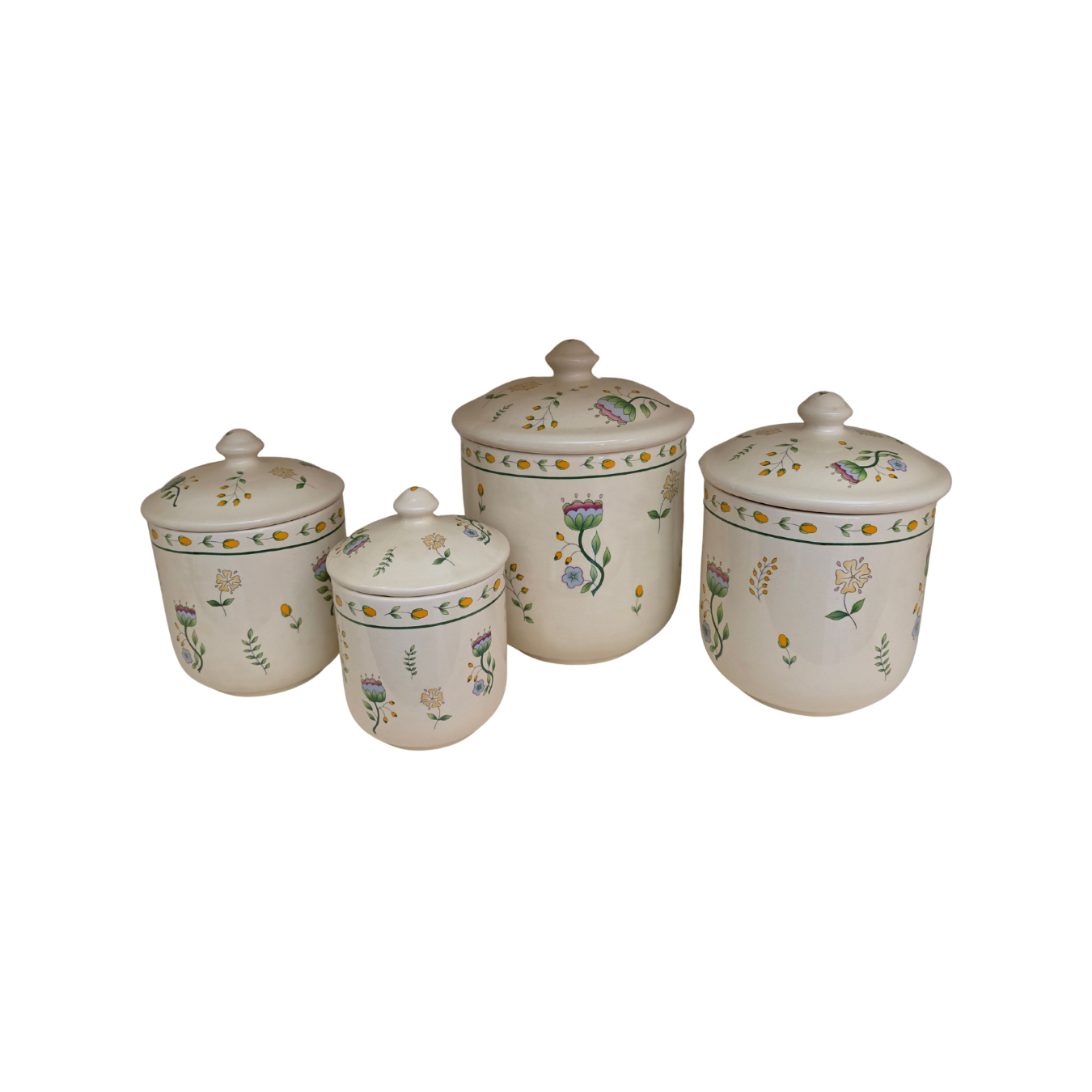 Vintage | Floral Ceramic Canisters - Set of 4 - Portugal Over and Back Inc