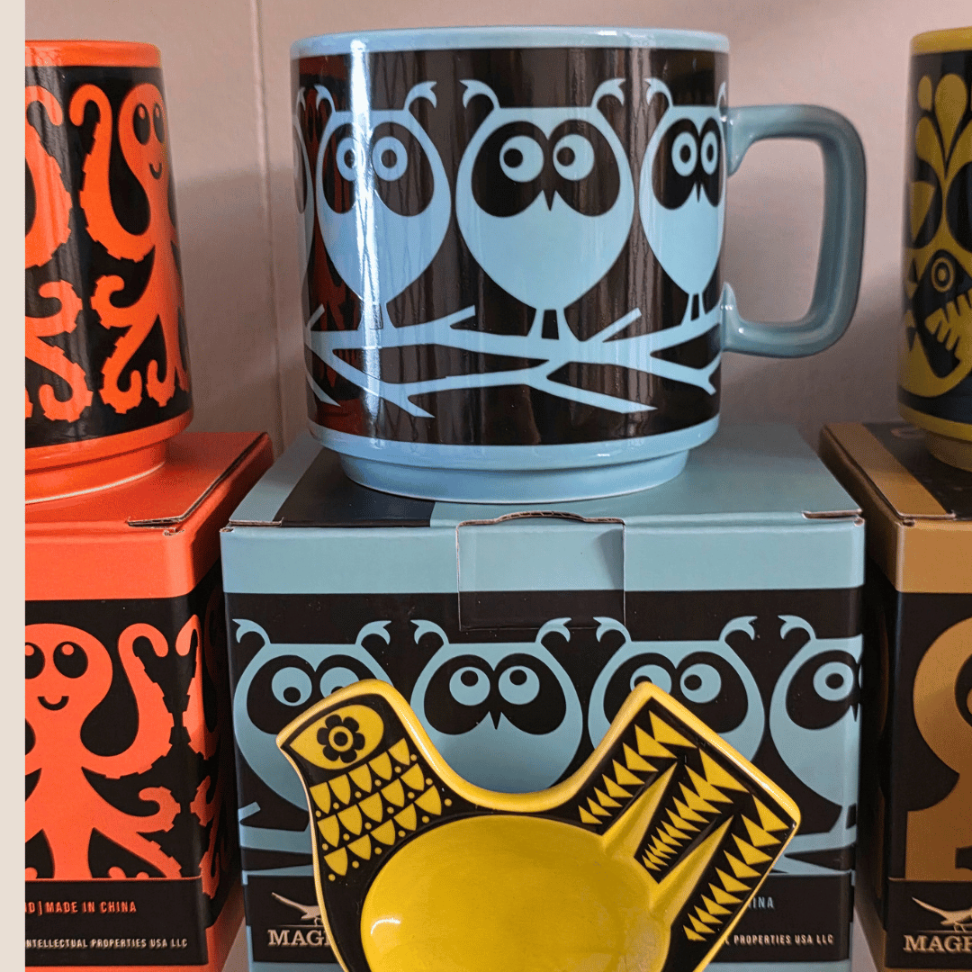 Magpie x Hornsea Mug Owls on Branch Teal