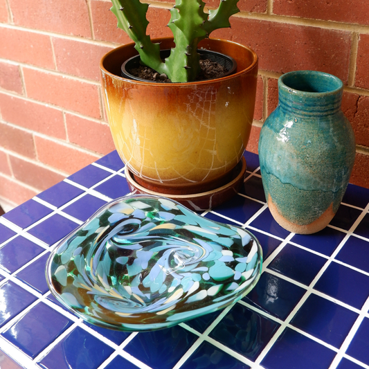 Vintage | Hand Painted - Australian Art Glass Bowl