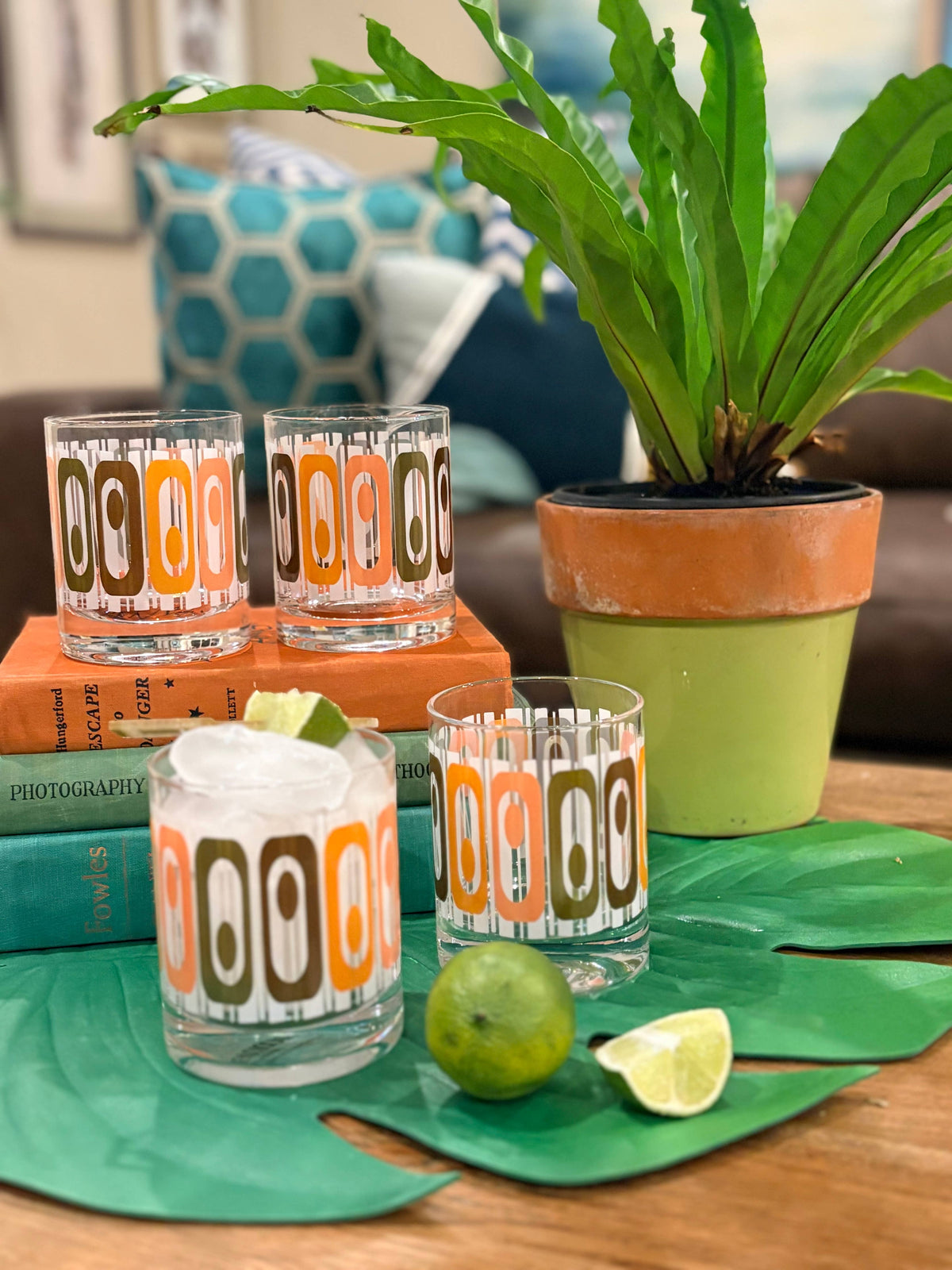 Oval Rows Tiki Whiskey Glasses | Boxed Set of 4
