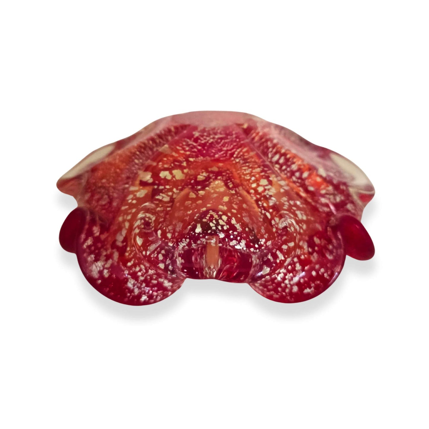 Vintage | Murano Ruby Red and Gold Fleck -  Art Glass Bowl