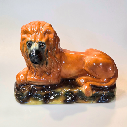 Antique Staffordshire Recumbent Lions with Glass Eyes| 1890 - 1910 | Pair