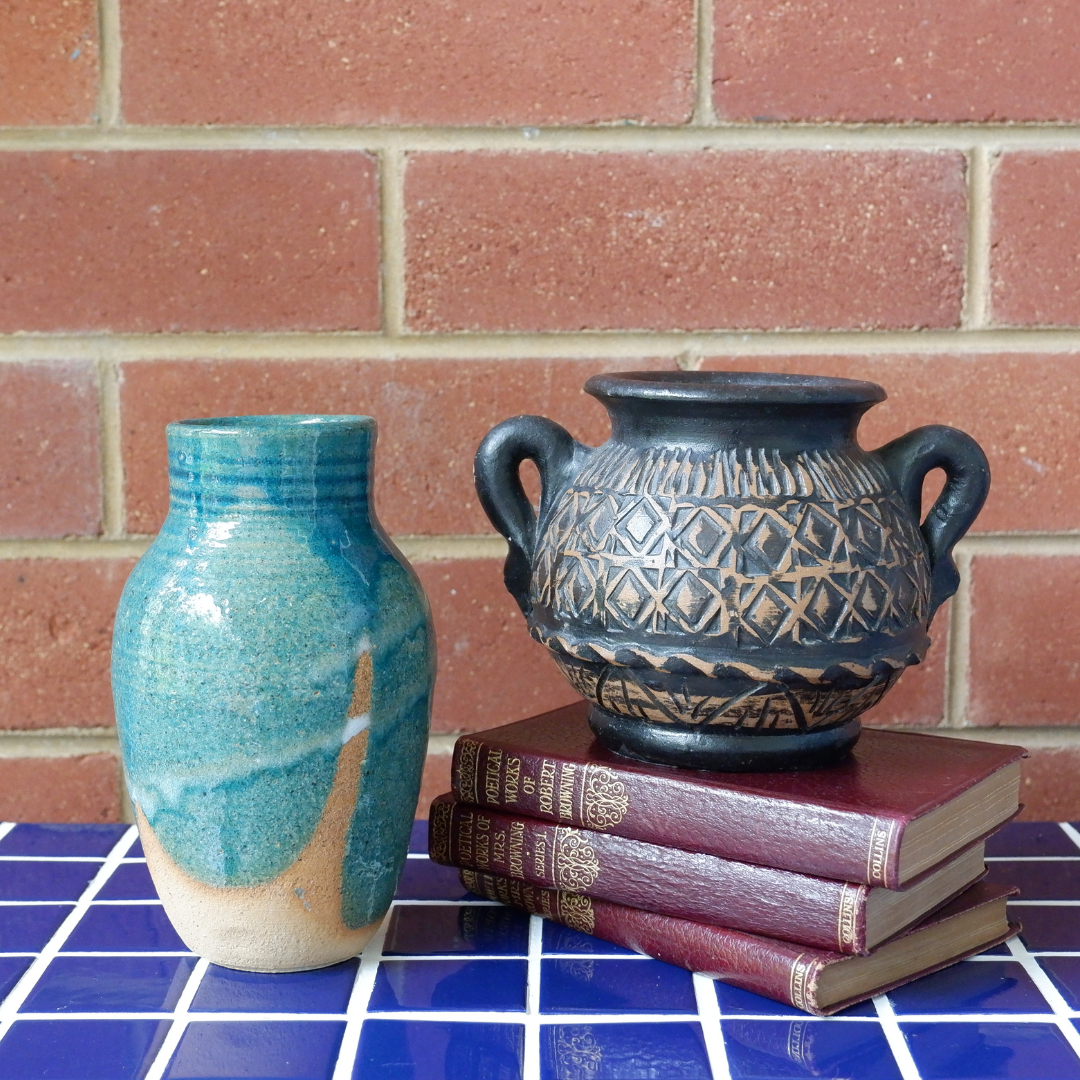 Vintage | Teal and Terracotta Pottery Vase