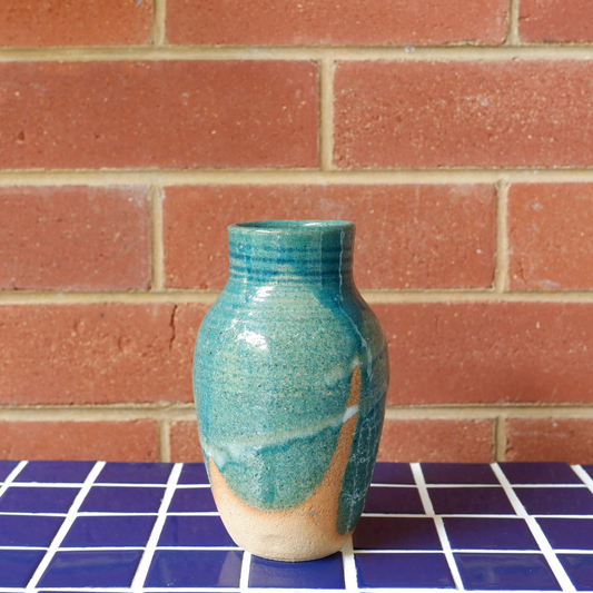 Vintage | Teal and Terracotta Pottery Vase
