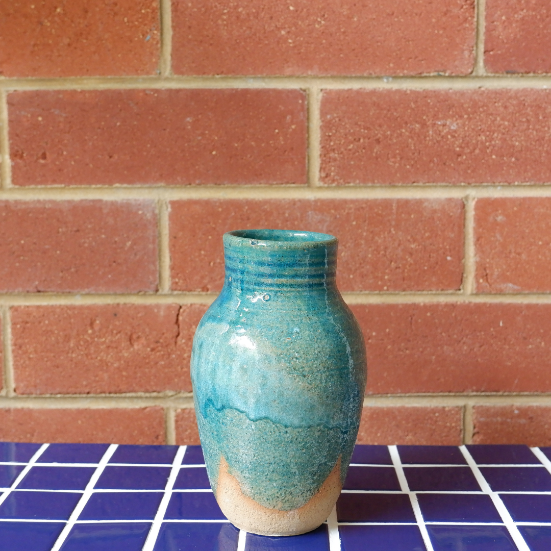 Vintage | Teal and Terracotta Pottery Vase