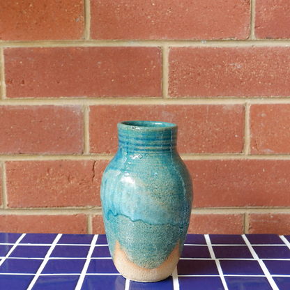 Vintage | Teal and Terracotta Pottery Vase
