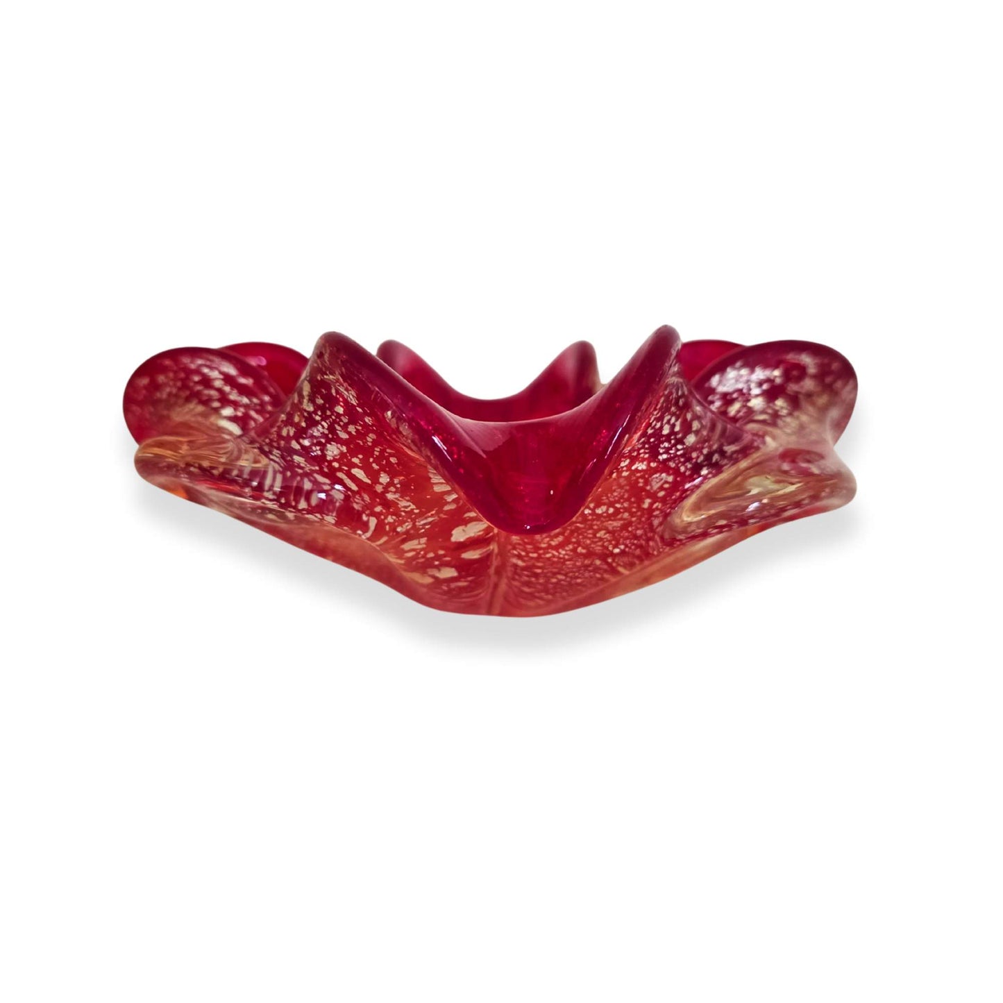 Vintage | Murano Ruby Red and Gold Fleck -  Art Glass Bowl