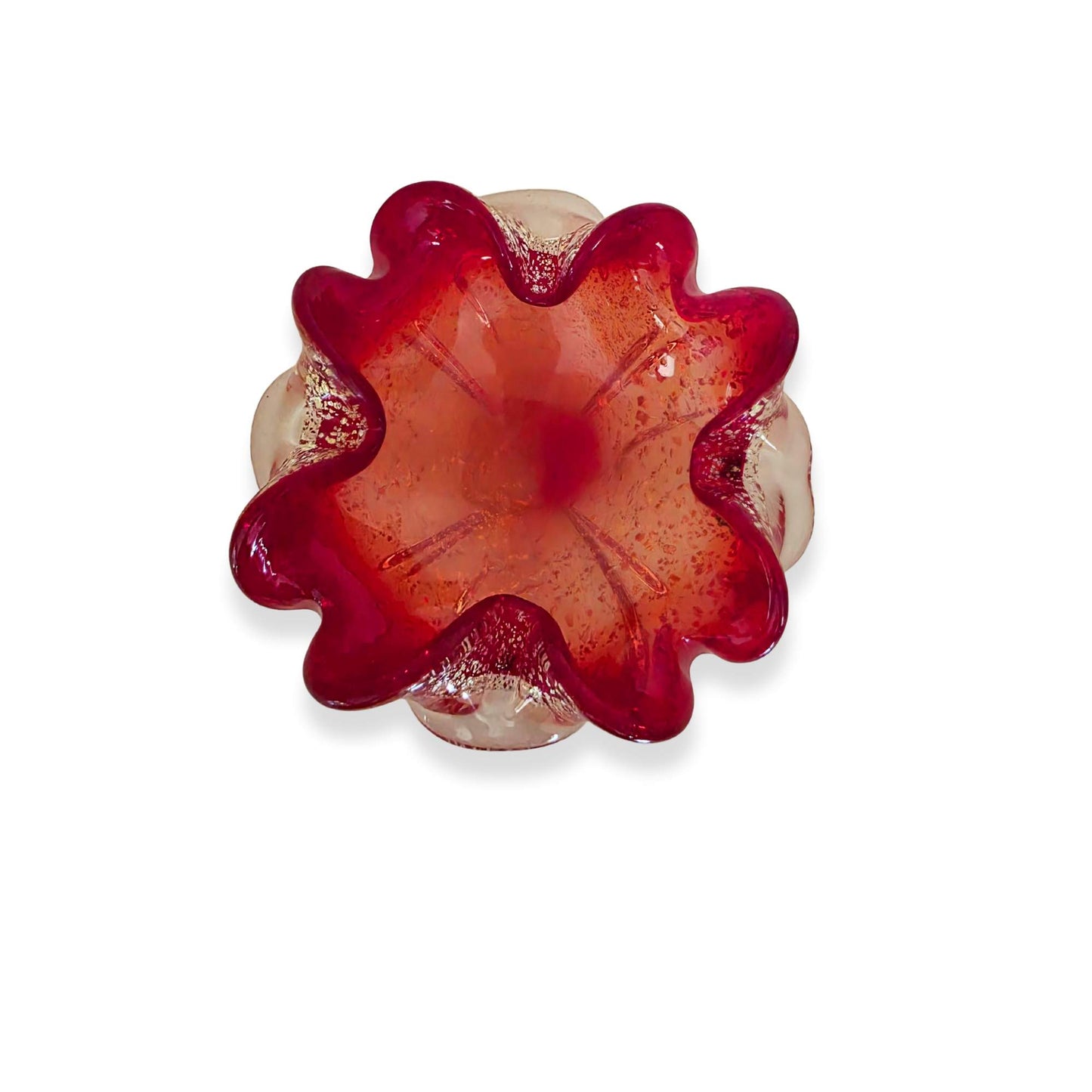 Vintage | Murano Ruby Red and Gold Fleck -  Art Glass Bowl