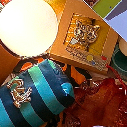 Sixton London Sunshine & Sienna Socks with Tiger Brooch
