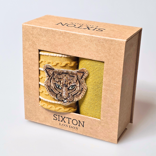 Sock box duo with Tiger Head Brooch - Sunshine Lyon & Sienna