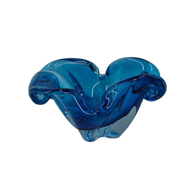 Vintage | Dark Blue & Clear - Art Glass Bowl