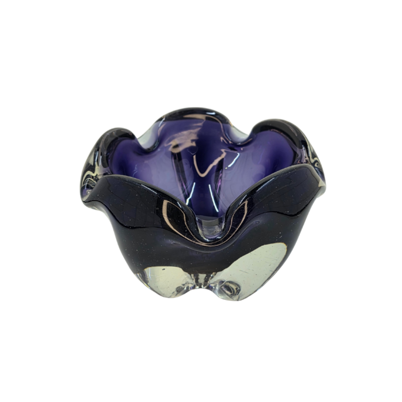 Vintage | Dark Purple & Clear - Art Glass Bowl