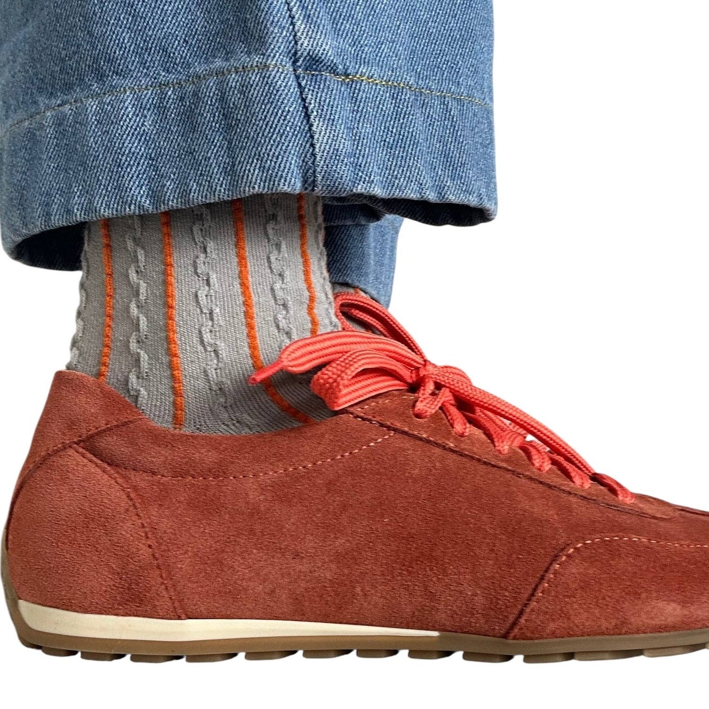 Lyon Textured Socks | Grey and Orange