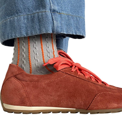 Lyon Textured Socks | Grey and Orange