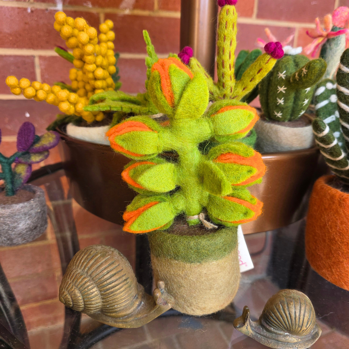 Orange Bloom - Hand Felted - Artificial Plant Decoration - Medium