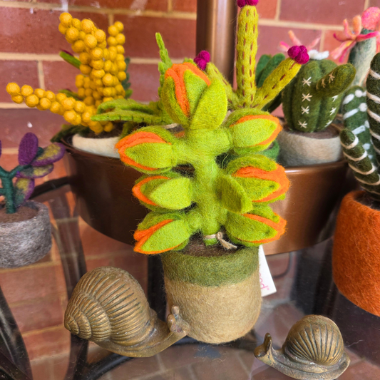 Orange Bloom - Hand Felted - Artificial Plant Decoration - Medium