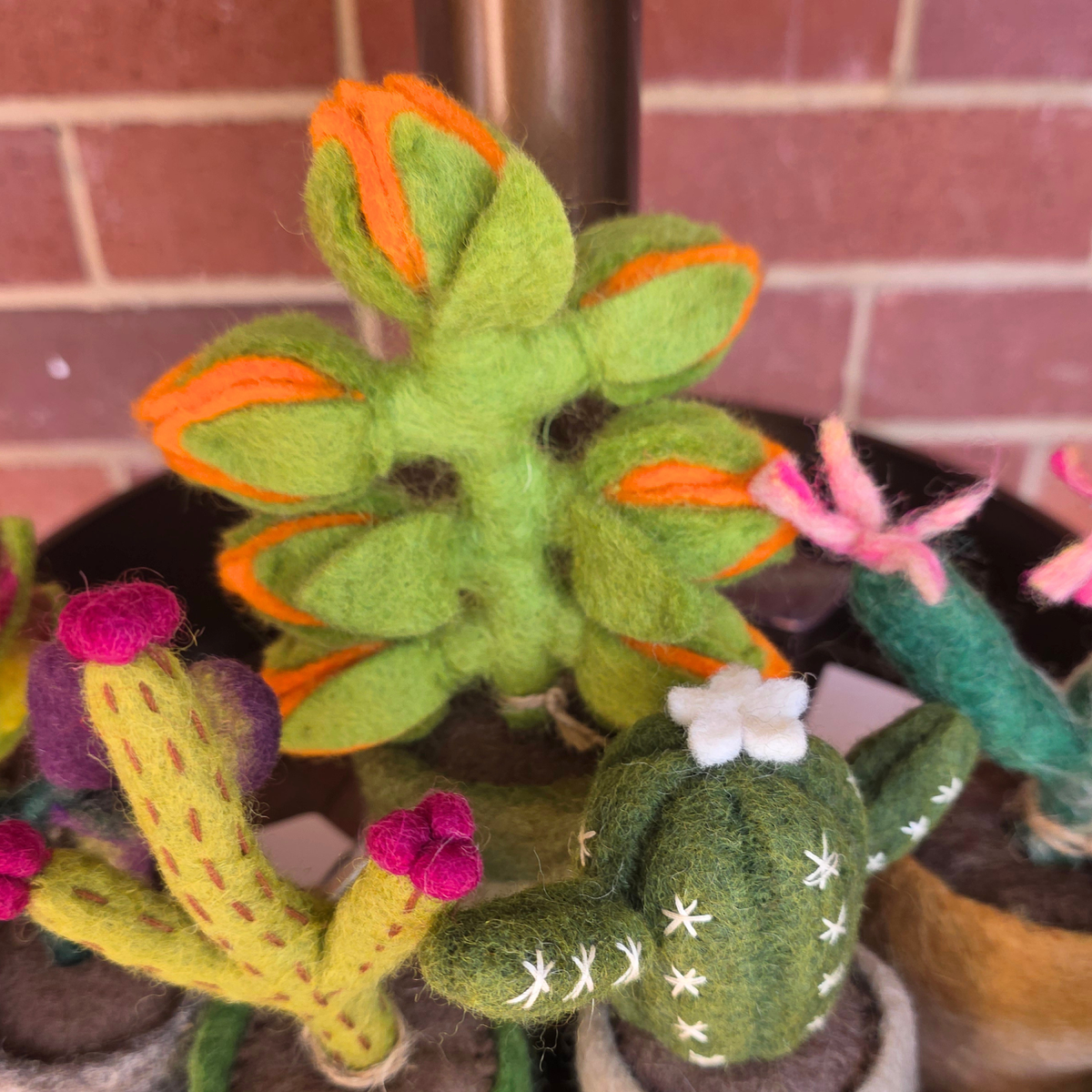 Orange Bloom - Hand Felted - Artificial Plant Decoration - Medium