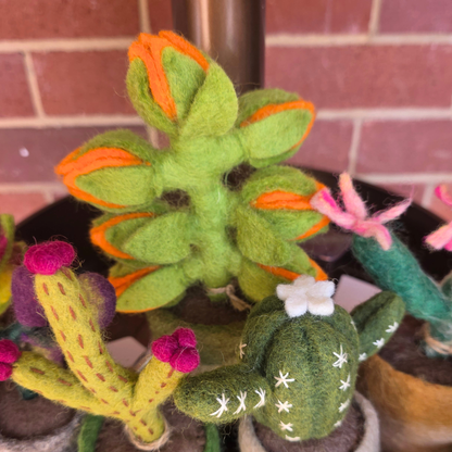 Orange Bloom - Hand Felted - Artificial Plant Decoration - Medium