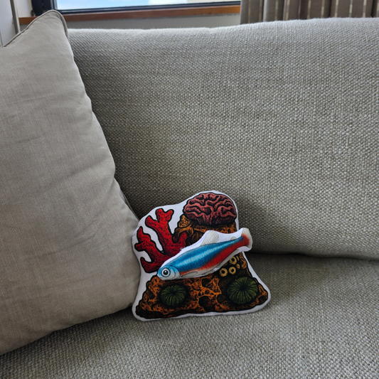 Neon Tetra Fish-Shaped Cushion | FAWNE Limited Edition