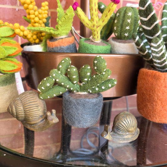 Pencil Cactus - Hand Felted - Artificial Plant Decoration - Small