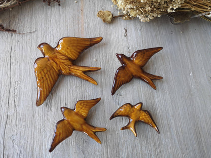 Portuguese Ceramic Swallows – Honey Mustard –  Set of 4