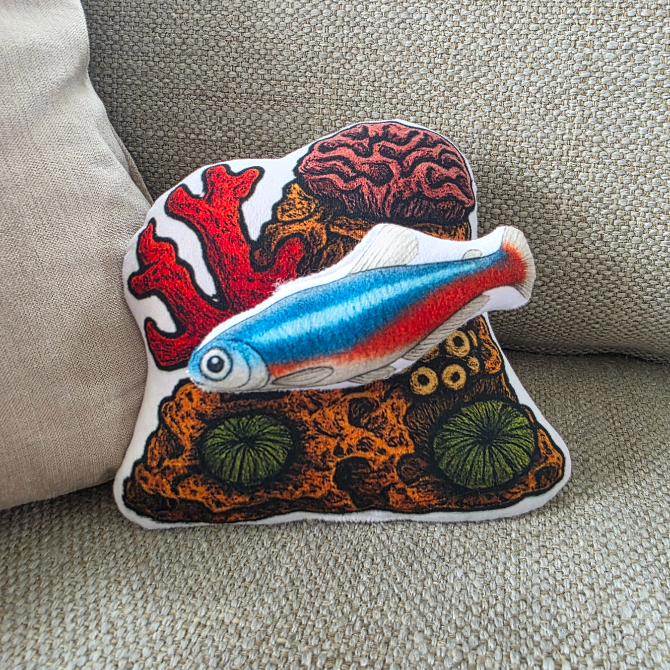 Neon Tetra Fish-Shaped Cushion | FAWNE Limited Edition