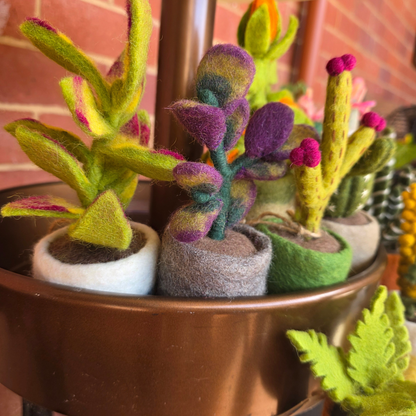Purple Tips - Hand Felted - Artificial Plant Decoration - Medium