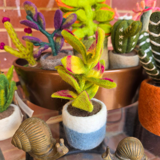 Purple Tips - Hand Felted - Artificial Plant Decoration - Medium