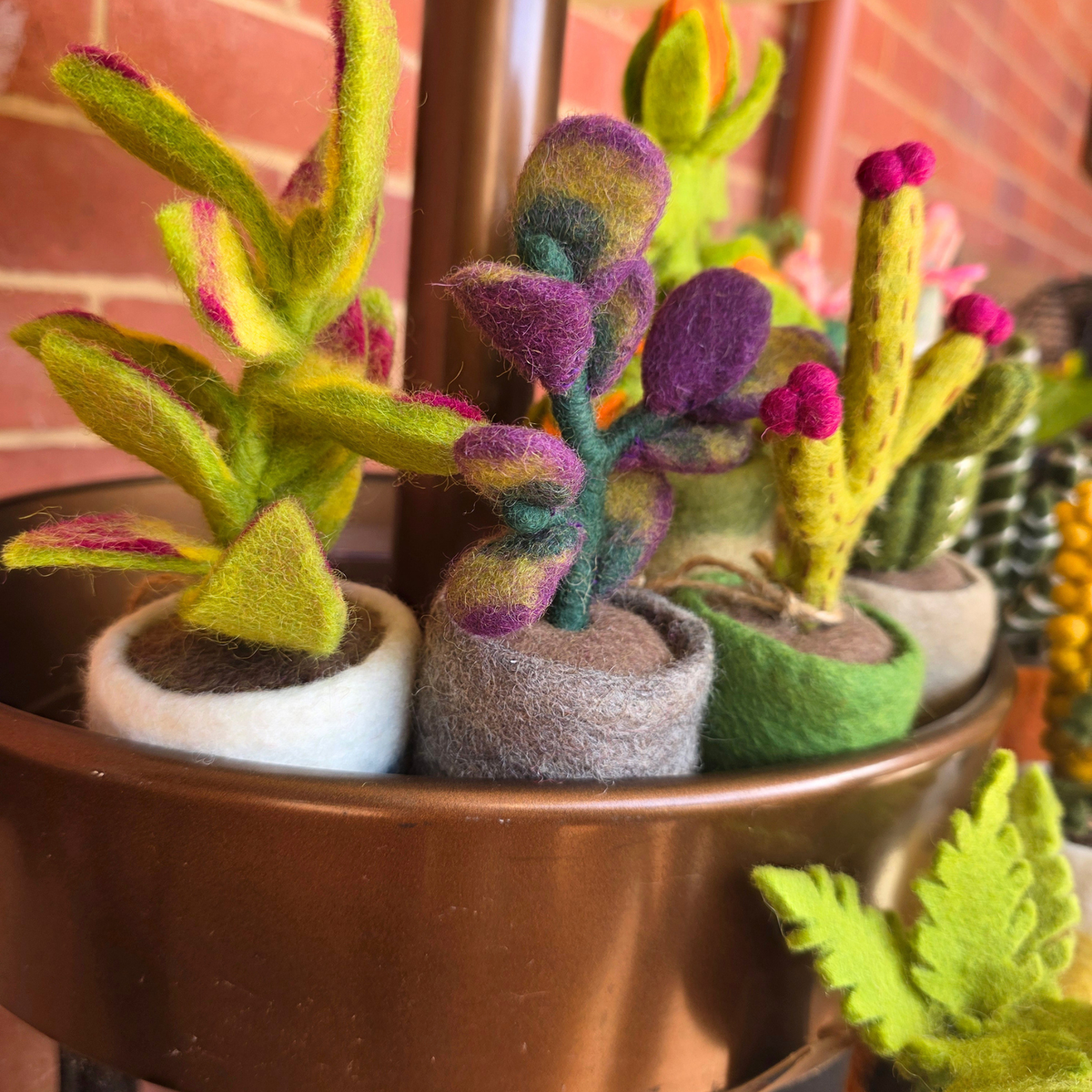Hedgehog Cactus - Hand Felted -Artificial Plant Decoration - Small