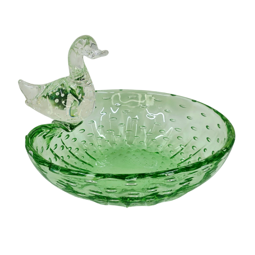 Vintage | Green Duck Pond - Controlled Bubble - Art Glass Bowl