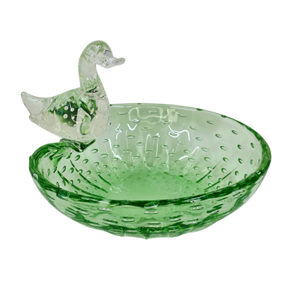 Vintage | Green Duck Pond - Controlled Bubble - Art Glass Bowl - FAWNE