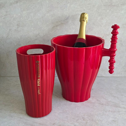 Vintage | French Jamie Hayon for Piper Heidsieck Red Acrylic Champagne Ice Bucket Set - FAWNE