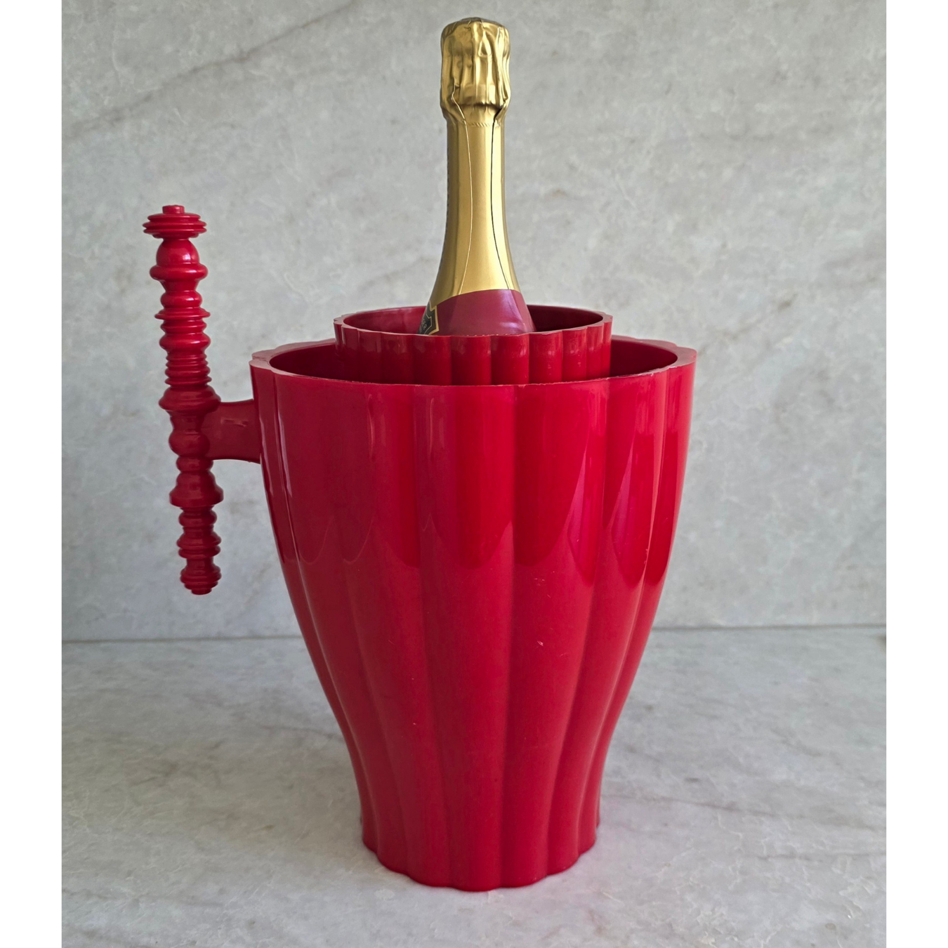 Vintage | French Jamie Hayon for Piper Heidsieck Red Acrylic Champagne Ice Bucket Set - FAWNE